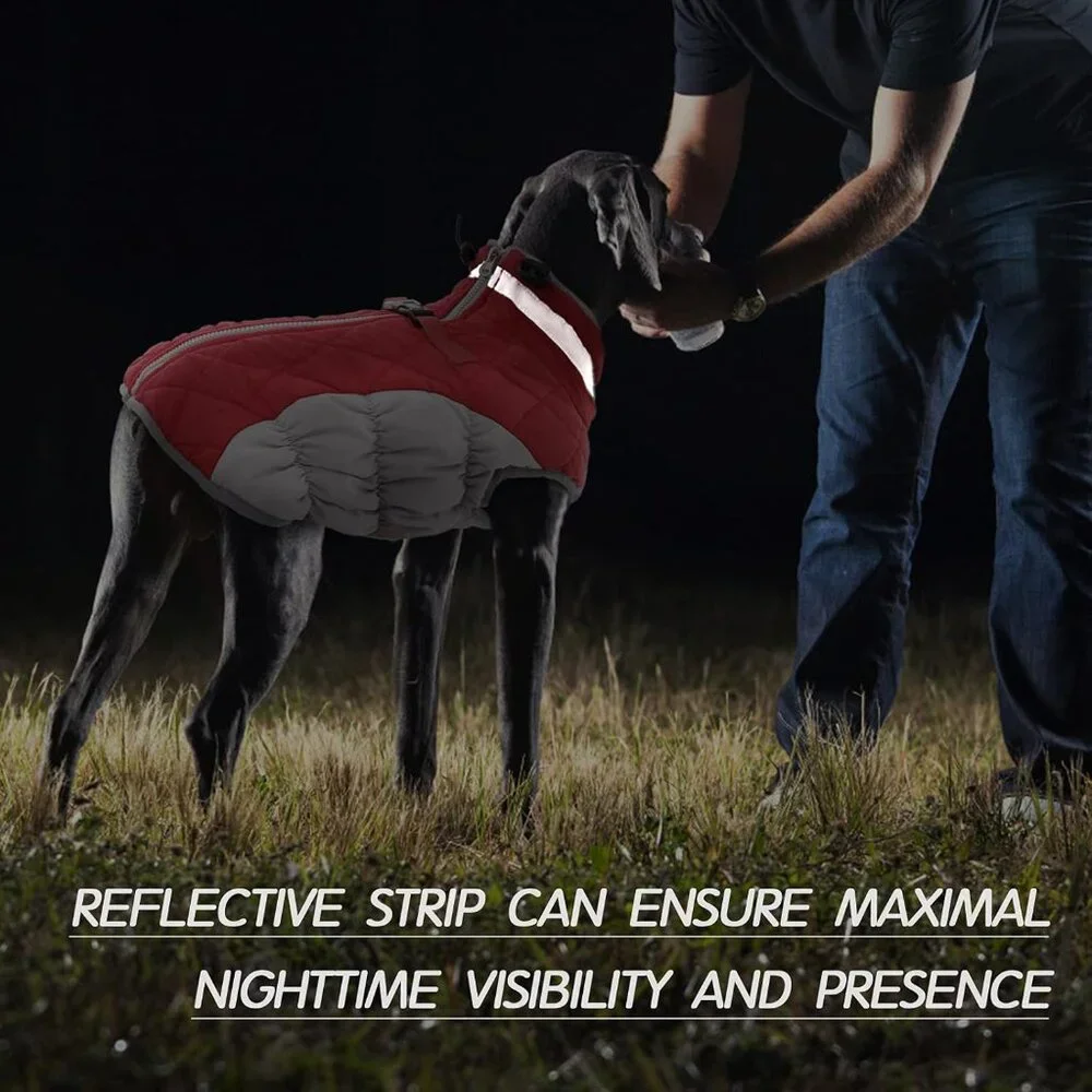 FUAMEY Dog Coat for Large Dogs,Waterproof Dog Winter Jacket with Harness